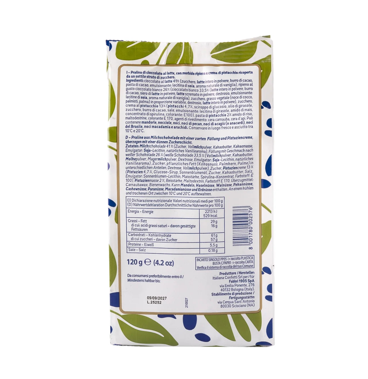 Fabbri Cuor di Pistachio Bombon Chocolate Praline 120g