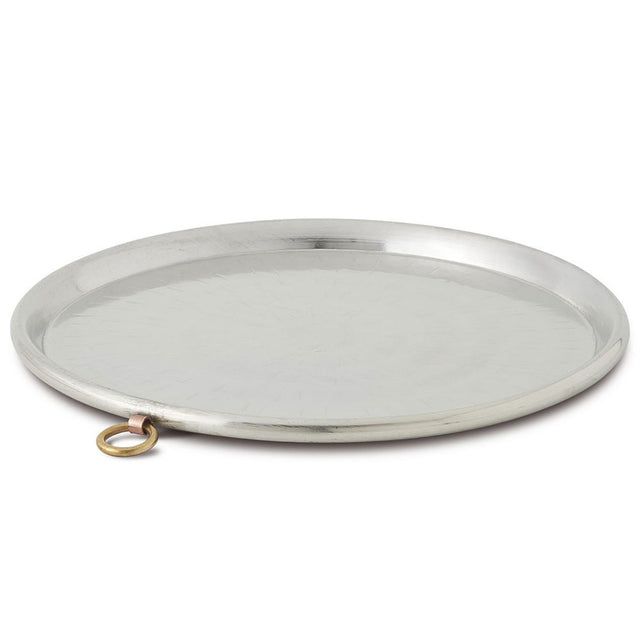 Traditional Italian Hammered Solid Copper Farinata Pan Chickpea Pancake Baking Tray 34cm