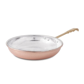 Traditional Professional Solid Copper Brass Handle Skillet Frying Pan Tin Lined