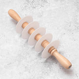 Adjustable Five Wheel Straight Edge Pasta or Pastry Rolling Pin Cutter with Plastic Blades