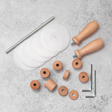 Adjustable Five Wheel Straight Edge Pasta or Pastry Rolling Pin Cutter with Plastic Blades