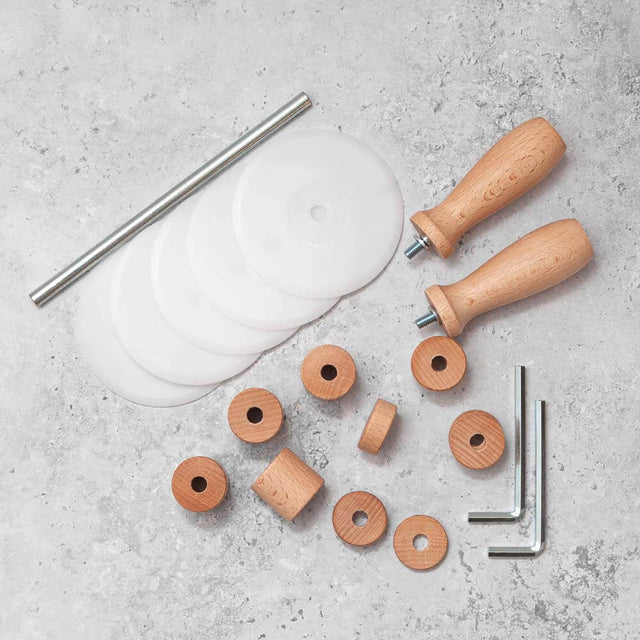 Adjustable Five Wheel Straight Edge Pasta or Pastry Rolling Pin Cutter with Plastic Blades