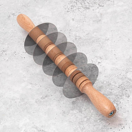 Adjustable Five Wheel Straight Edge Rolling Pin Pasta or Pastry Cutter with Stainless Steel Blades