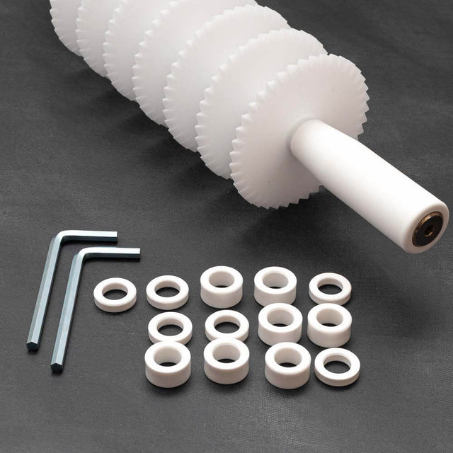 Adjustable Seven Wheel Zigzag / Fluted Edge Rolling Pin Pasta or Pastry Cutter with Plastic Blades
