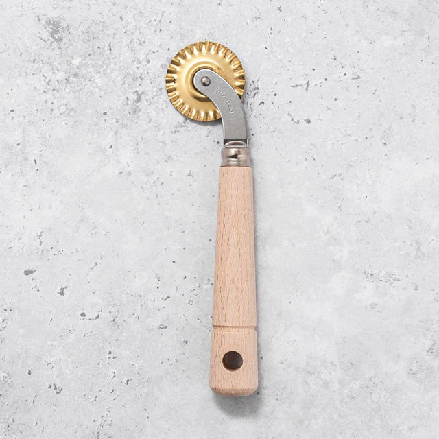 Curved Pastry / Pasta Cutter with Brass Wheel and Beech Handle