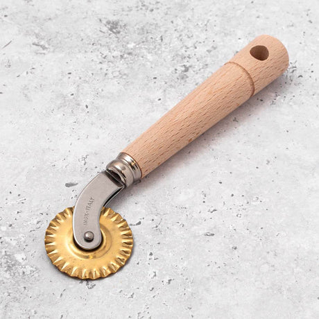 Curved Pastry / Pasta Cutter with Brass Wheel and Beech Handle