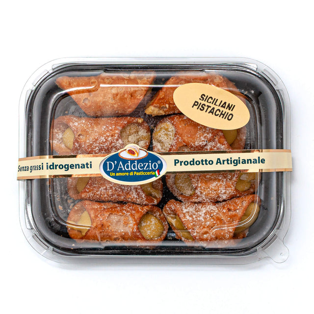 Mini Sicilian Cannoli Pastries filled with Pistachio, Hazelnut or White Chocolate Cream 200g tray