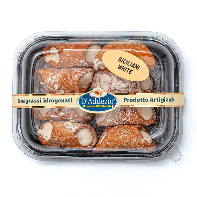 Mini Sicilian Cannoli Pastries filled with Pistachio, Hazelnut or White Chocolate Cream 200g tray