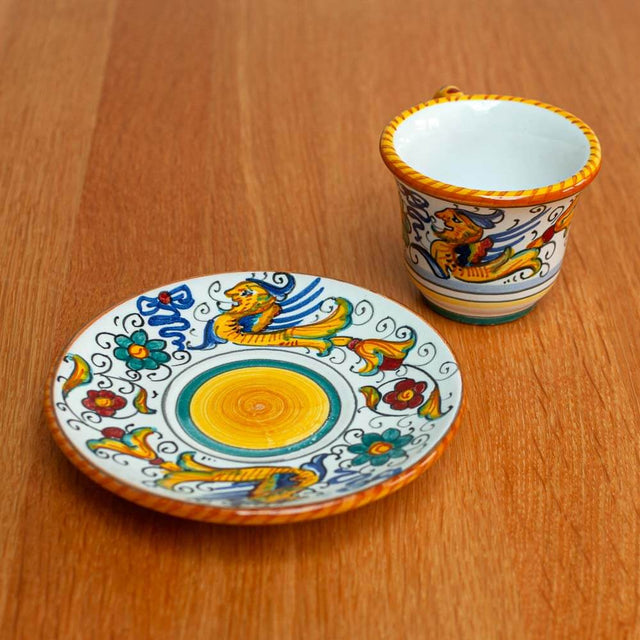 Raffaellesco Deruta Maiolica Espresso Coffee Cup and Saucer