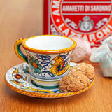 Raffaellesco Deruta Maiolica Espresso Coffee Cup and Saucer