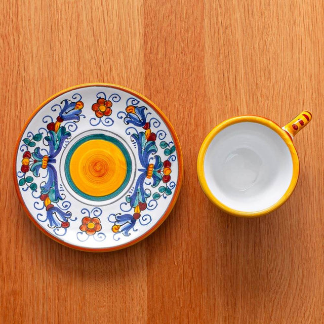 Ricco Deruta Maiolica Espresso Coffee Cup and Saucer