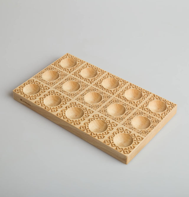 Quindici Wooden Ravioli Tray 'Deco' Pasta Mould - Makes 15 pieces