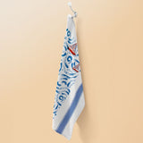Mediterranean Sea Cotton Hand Screen-Printed Tea Towel 70 x 50cm