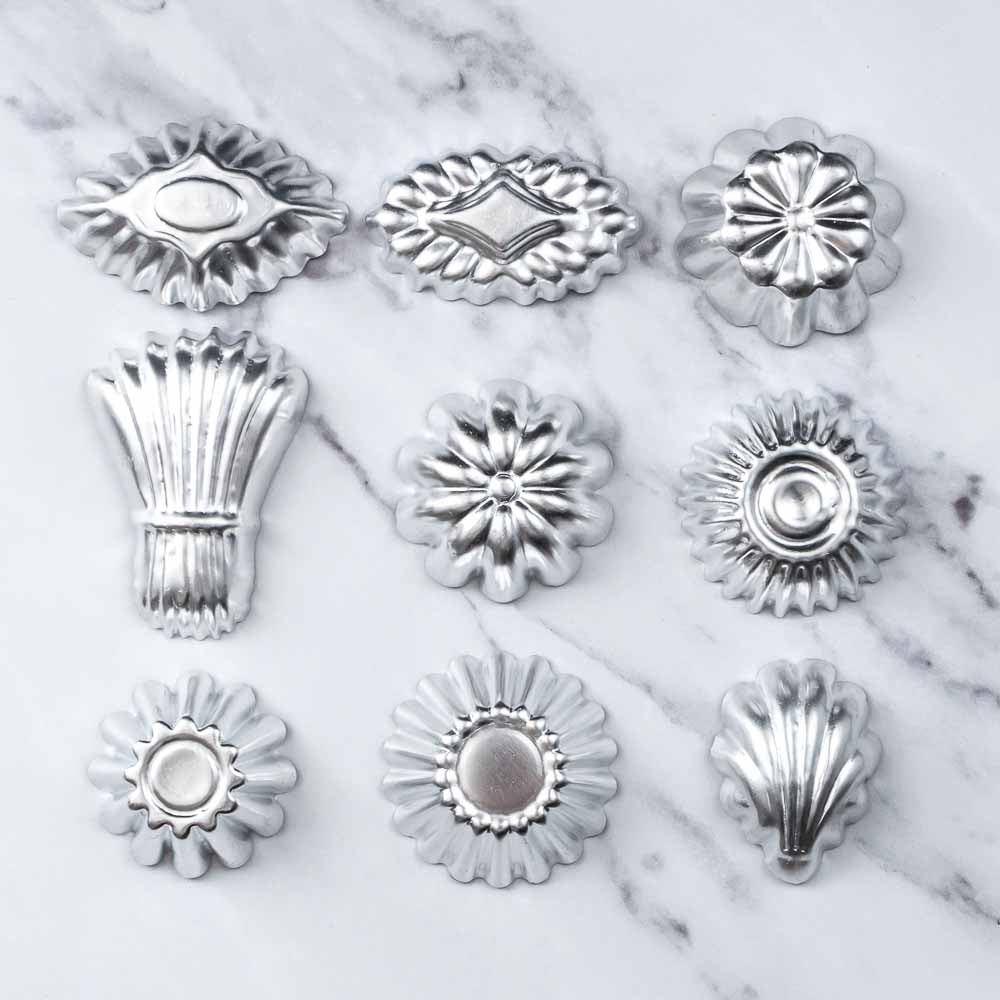 9 Assorted Mini Aluminium 'Pasticcini Mignon' Pastry Tartlet Tins / Moulds