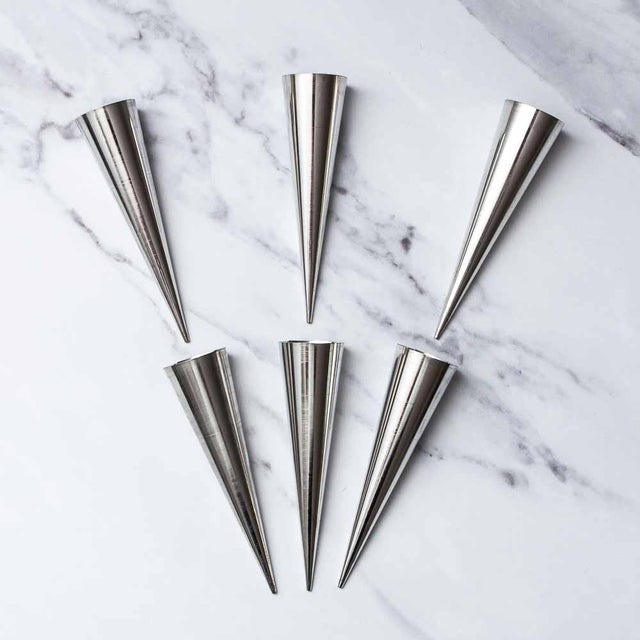 Set of 6 Traditional Cannoli Conical Tube Moulds