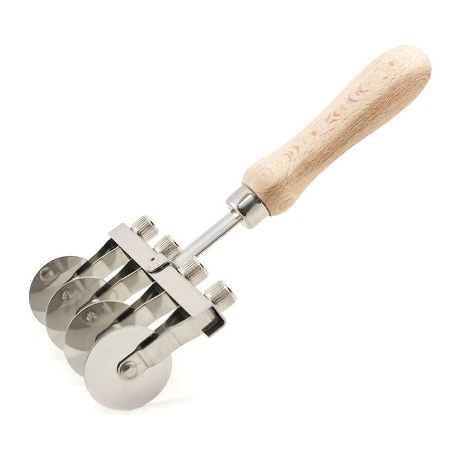Adjustable Four Wheel Pasta or Pastry Cutter with Straight edge