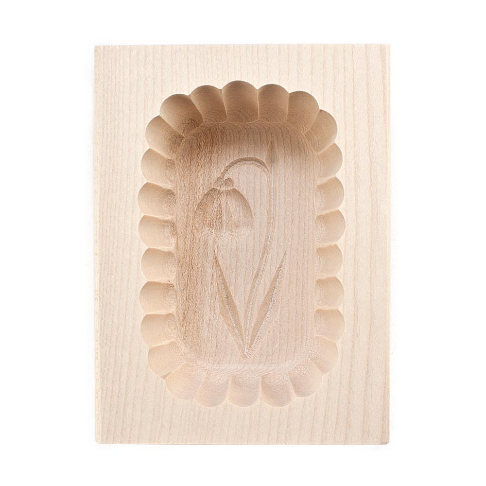 Wooden Scalloped Edge Snowdrop Butter Mould 125g