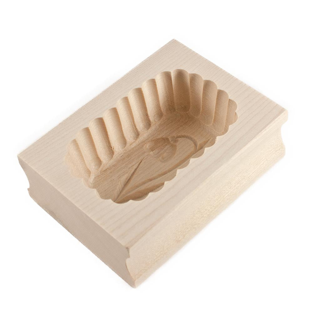 Wooden Scalloped Edge Snowdrop Butter Mould 125g