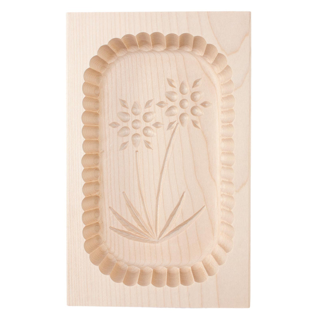 Wooden Scalloped Edge Alpine Flower Butter Mould 500g