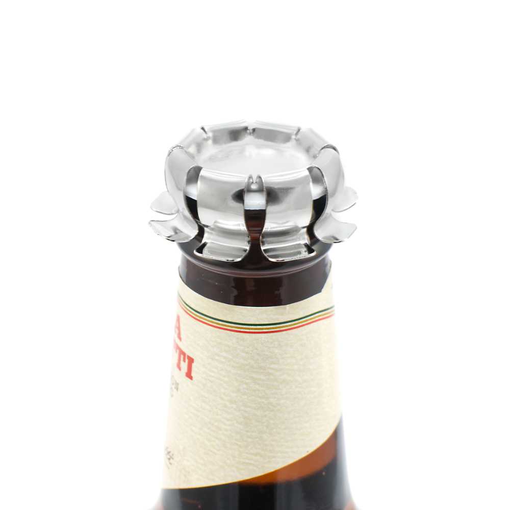 Clip-on chrome metal reusable bottle caps 4 pack
