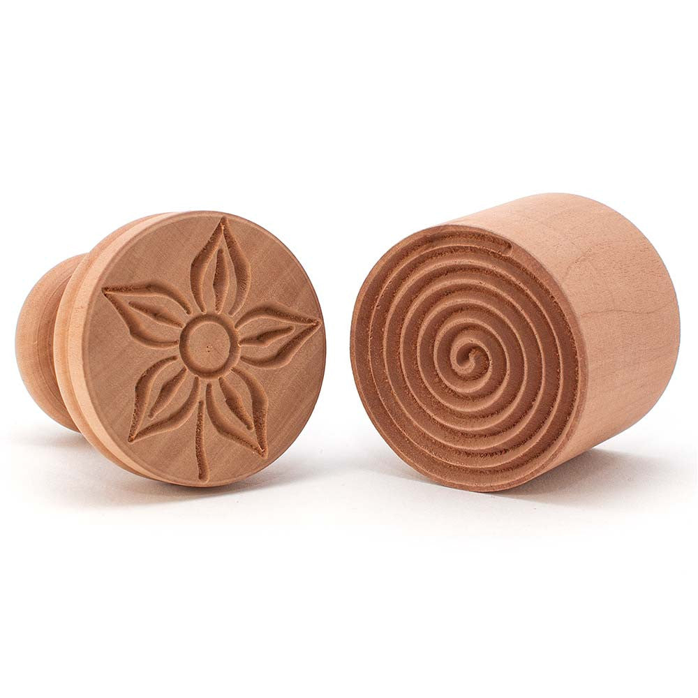 Pearwood 'Fiore' Flower Corzetti Stamp / Press Mould Spiral