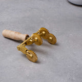 Professional Brass Adjustable Festooned Edge Four Wheel Pasta Ravioli Cutter