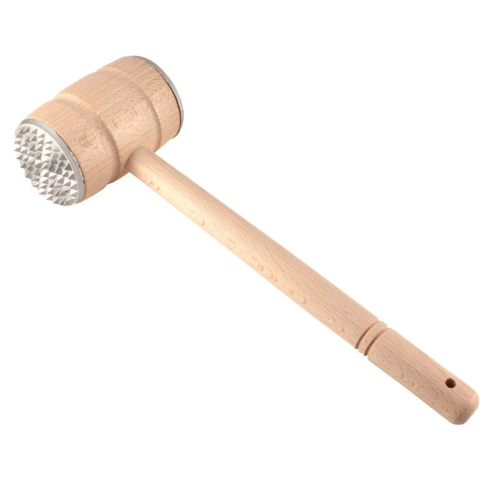 Round Aluminium & Wooden Meat Tenderiser