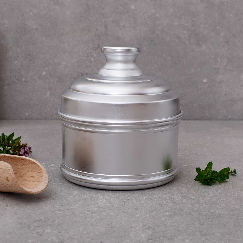 Small Short Aluminium Dried Food Storage Tin Canister H12 x W10cm Italian Cookshop Ltd
