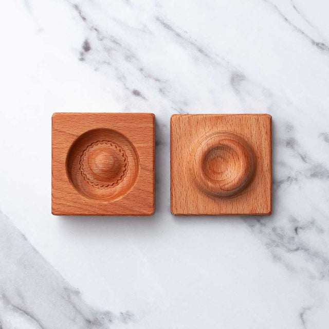 Wooden Single Ravioli 'Donut' Pasta Mould with tamper